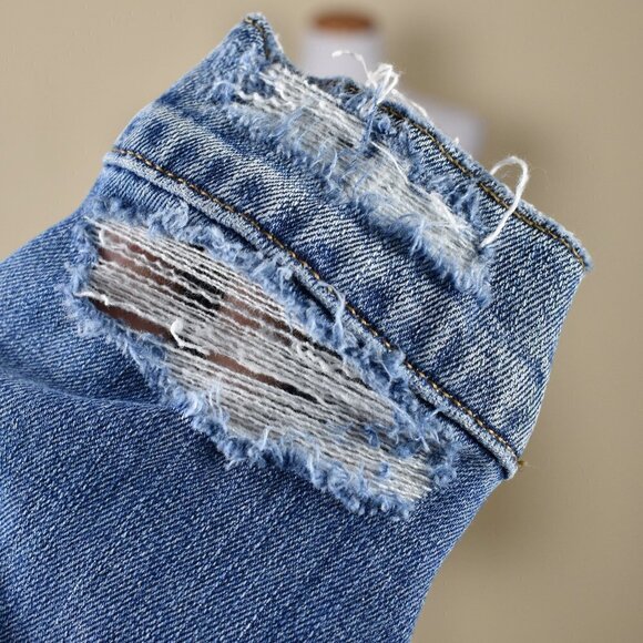 Joe's Jeans Distressed Denim Trucker Jacket - Picture 8 of 9